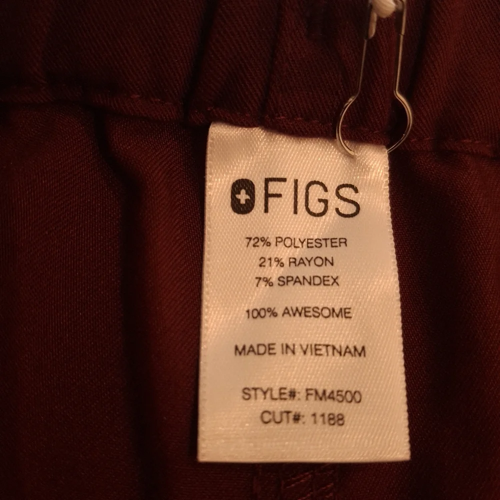 Figs Burgundy Men's Pisco Basic Scrub Pants NWT